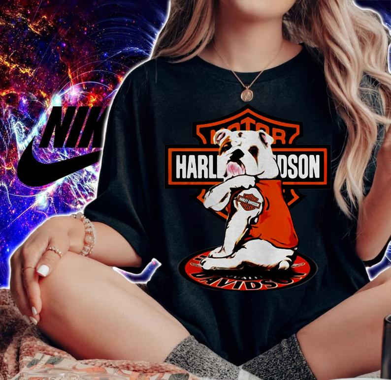 Bulldog Tattoo Motor Harley-davidson Cycles t-shirt woman shirt