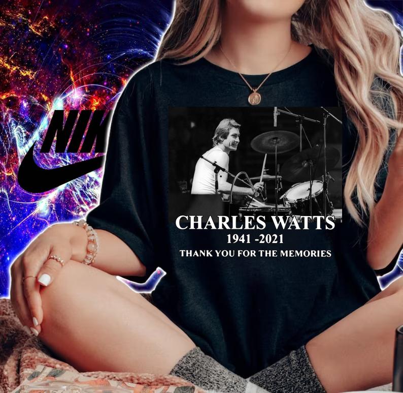 Thank You Charlie Watts For Drummer Music Band Memories 1941-2021 t-shirt woman shirt