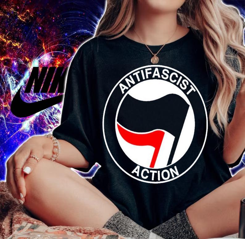 Anitfascist action flag shirt t-shirt woman shirt