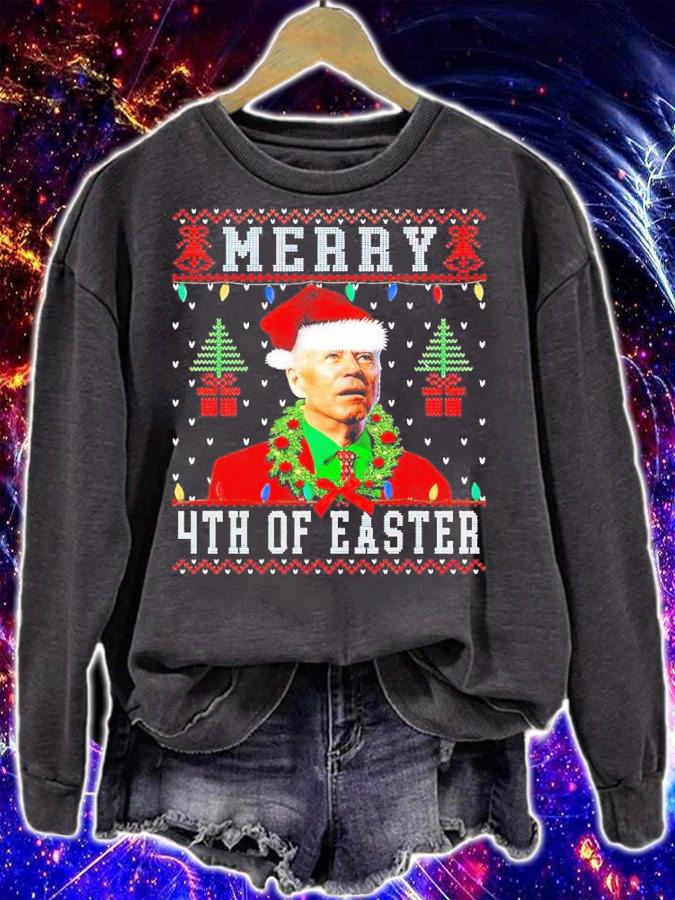 Merry 4th of Easter Funny Biden Christmas shirt t-shirt sweatshirt