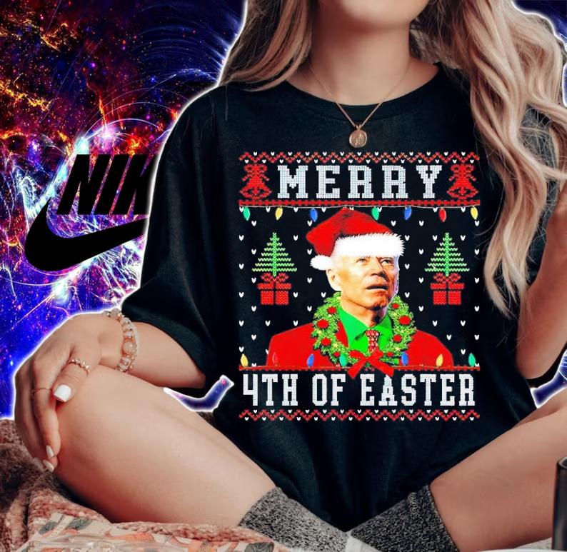 Merry 4th of Easter Funny Biden Christmas shirt t-shirt woman shirt