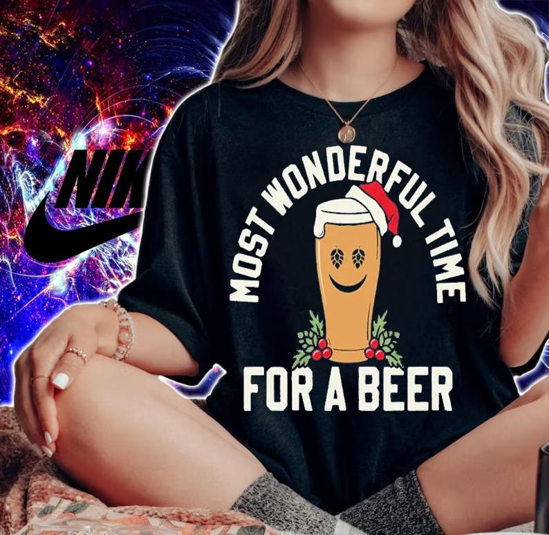 Most Wonderful Time For A Beer Christmas shirt t-shirt woman shirt