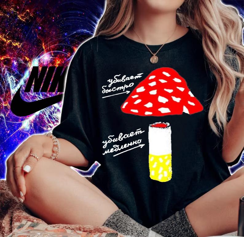 1989 Soviet Anti-Smoking Poster Kills Fast Kills Slowly T-Shirt t-shirt woman shirt