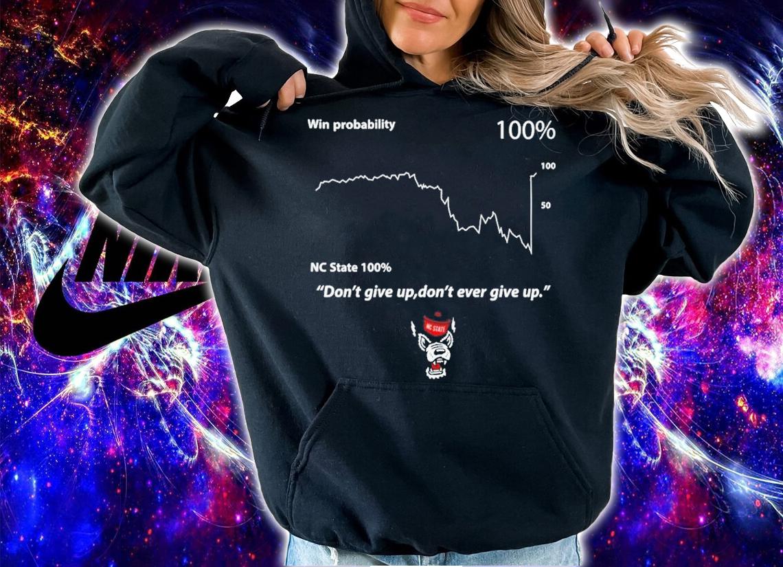 Student Wolfpack Club Win Probability Don't Give Up Don't Ever Give Up Shirt t-shirt