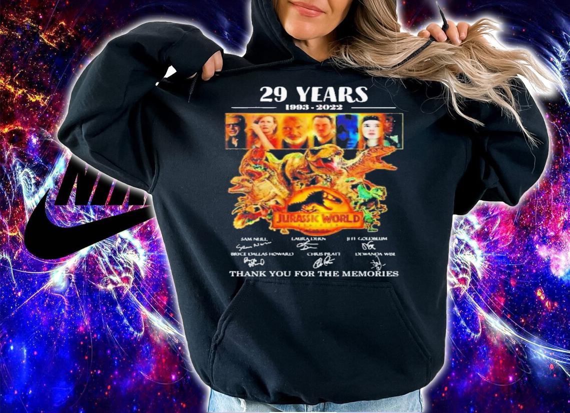 Jurassic World Dominion 29 Years 1993-2023 Signatures Thank You For The Memories Shirt t-shirt hoodie