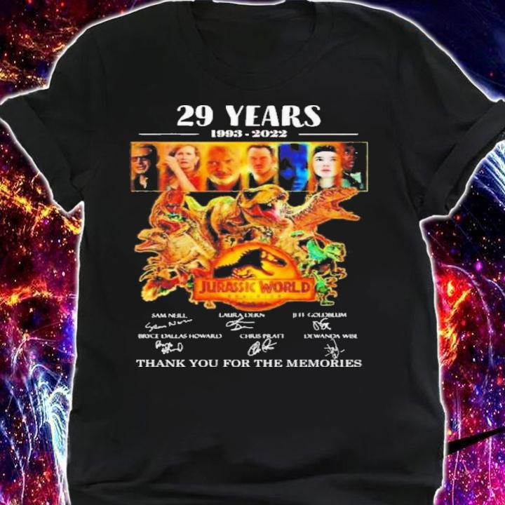 Jurassic World Dominion 29 Years 1993-2023 Signatures Thank You For The Memories Shirt t-shirt shirt