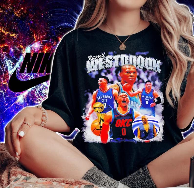 NBA Vintage 80s Russell Westbrook T-Shirt t-shirt woman shirt
