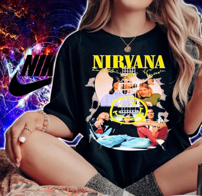 Nirvana Guitar Band Signatures Shirt t-shirt woman shirt