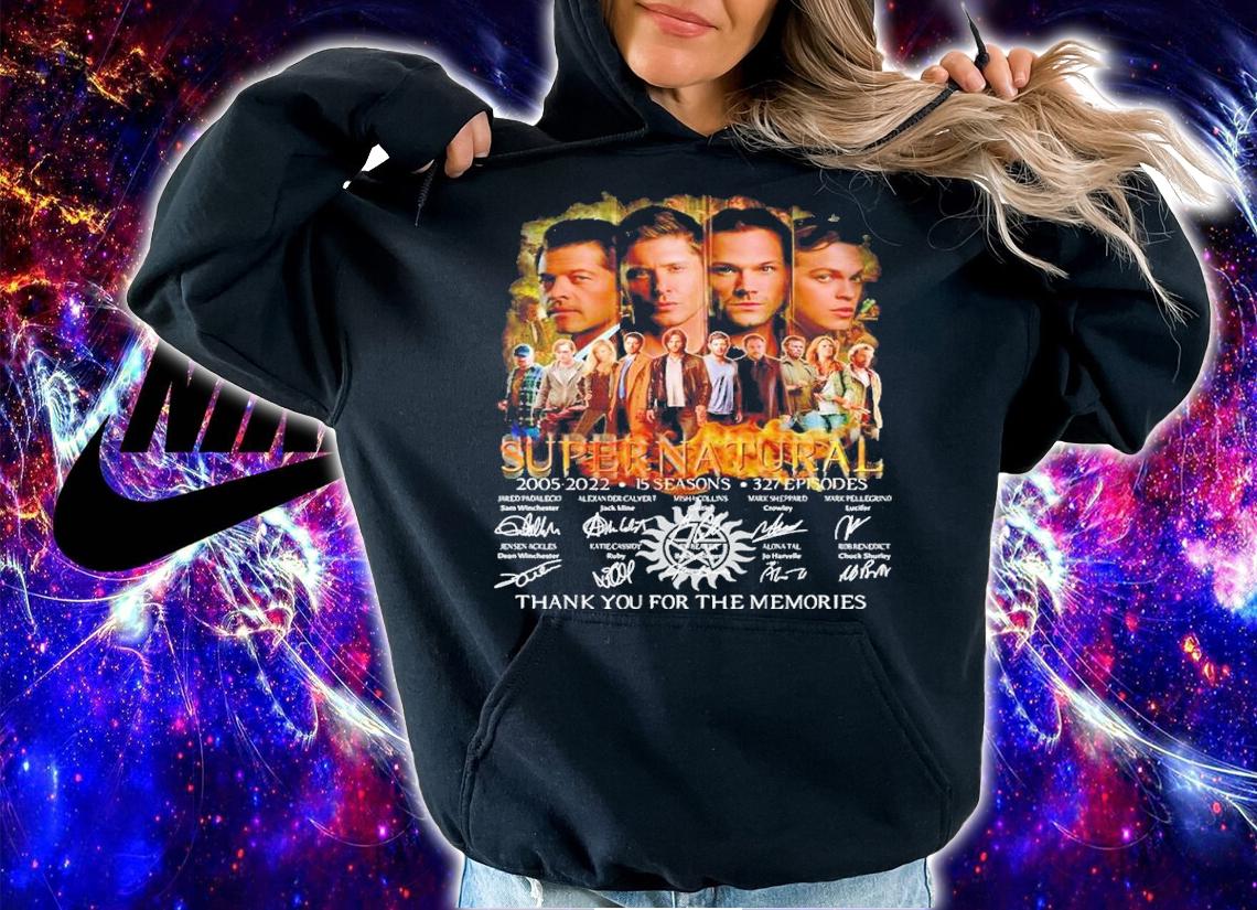 Supernatural 2005 2022 15 seasons 327 episodes thank you for the memories shirt t-shirt hoodie