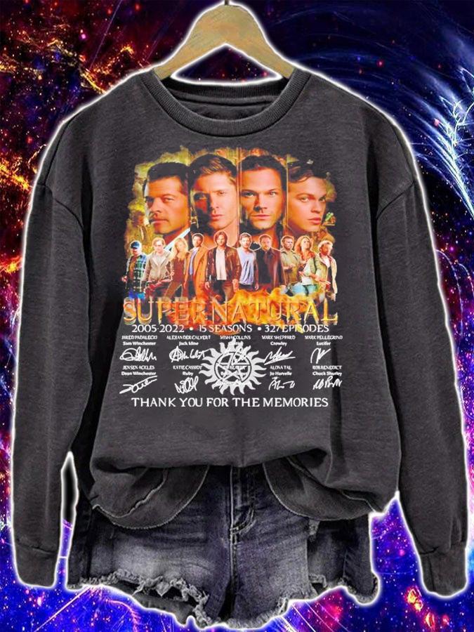 Supernatural 2005 2022 15 seasons 327 episodes thank you for the memories shirt t-shirt sweatshirt