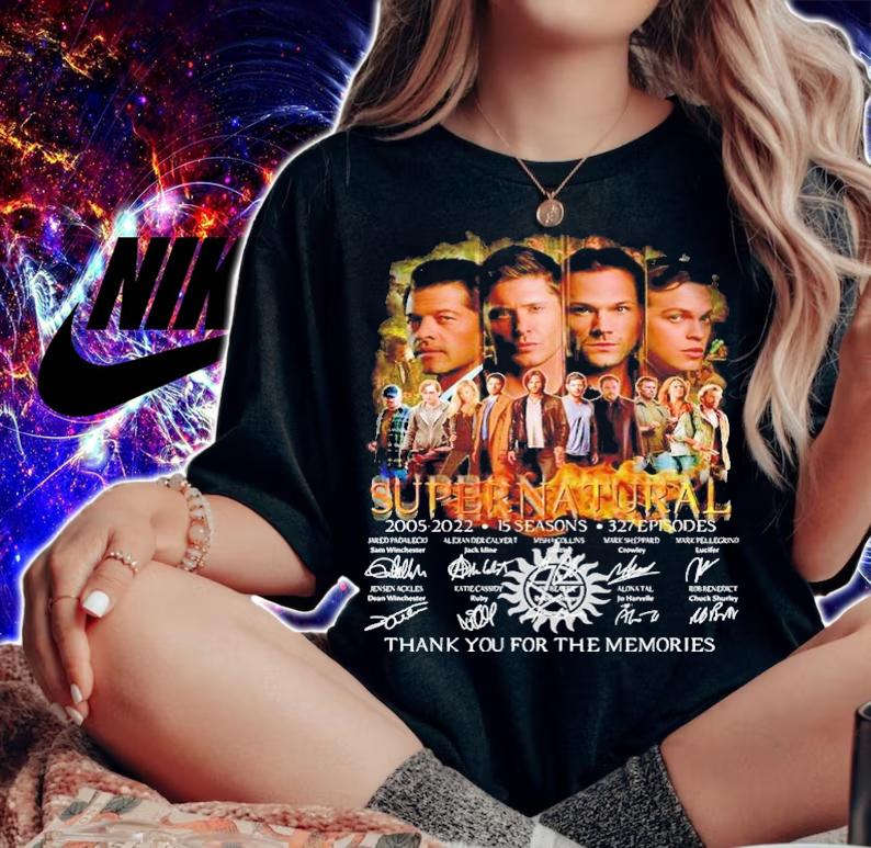 Supernatural 2005 2022 15 seasons 327 episodes thank you for the memories shirt t-shirt woman shirt