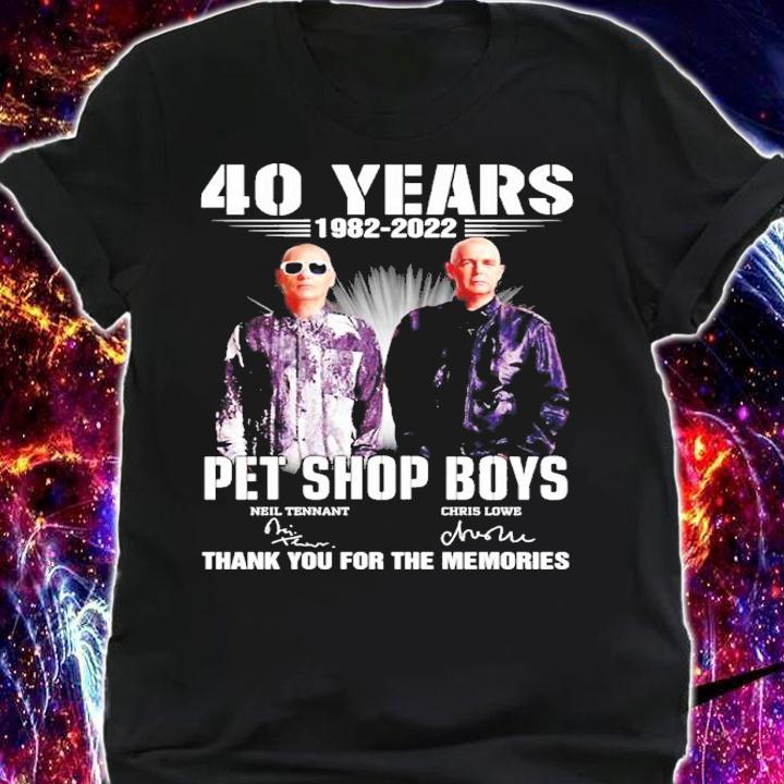 40 Years 1982-2022 Pet Shop Boys Signatures Thank You For The Memories Shirt t-shirt