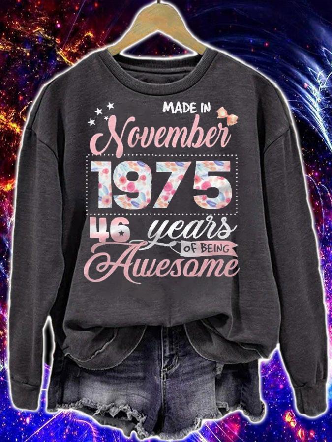 46Th Birthday Floral Gift For Womens Born In November 1975 Ver2 Shirt t-shirt sweatshirt
