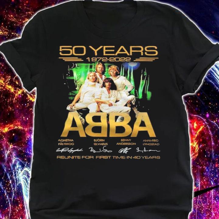 50 years 1972-2022 ABBA signatures reunite for first time in 40 years shirt t-shirt shirt