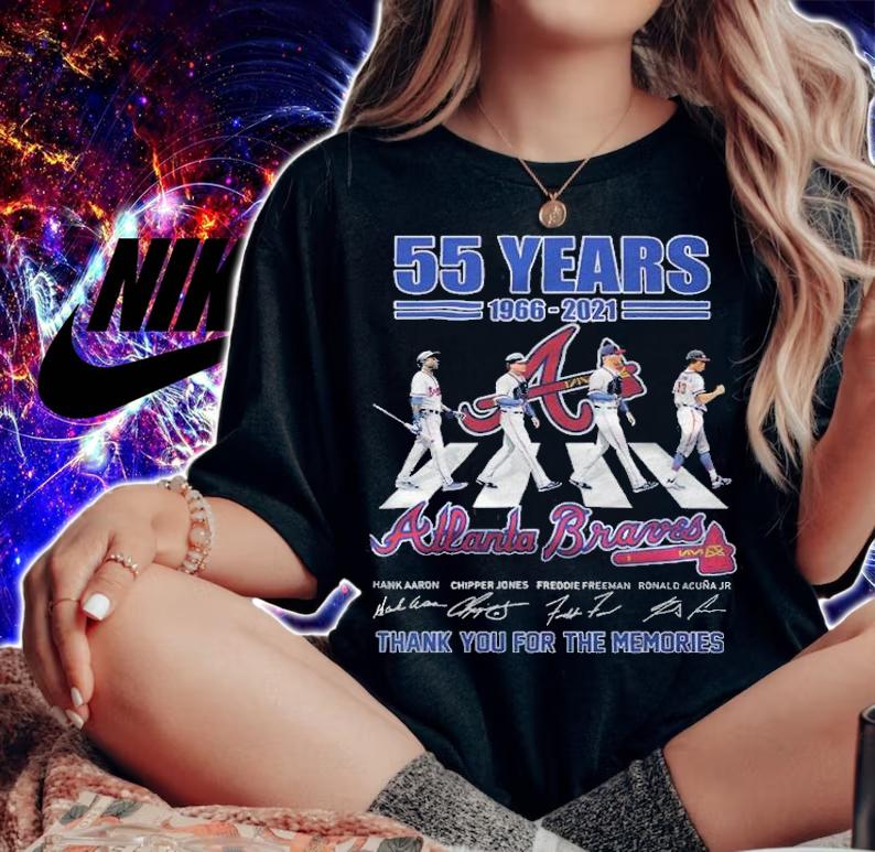 55 years Atlanta Braves 1966-2021 Abbey Road signatures shirt t-shirt woman shirt