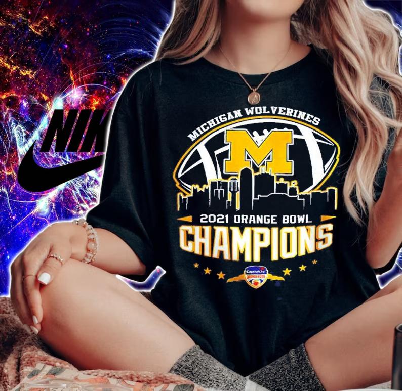 2021 Orange Bowl Champions NCAA Graphic Michigan Wolverines shirt t-shirt woman shirt