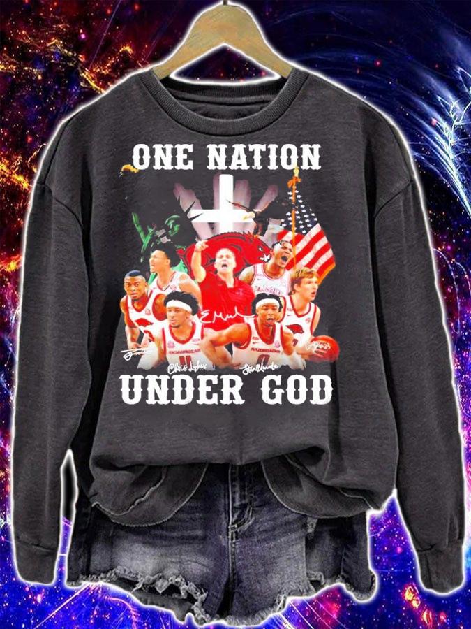 Arkansas Razorbacks One Nation Under God Signatures Shirt t-shirt