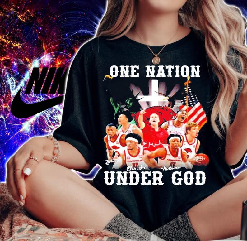 Arkansas Razorbacks One Nation Under God Signatures Shirt t-shirt woman shirt