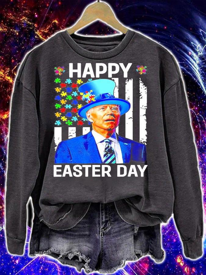 Autism Awareness Happy Easter Day Funny Anti Joe Biden Flag T-Shirt t-shirt sweatshirt