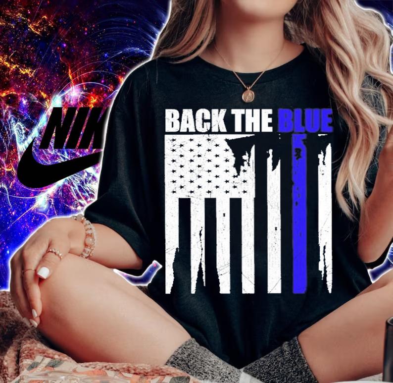 Back The Blue - Thin Blue Line Support Police T-Shirt t-shirt woman shirt