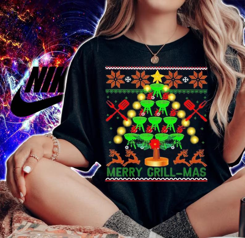 BBQ Smoker Christmas Tree Ugly Shirt t-shirt
