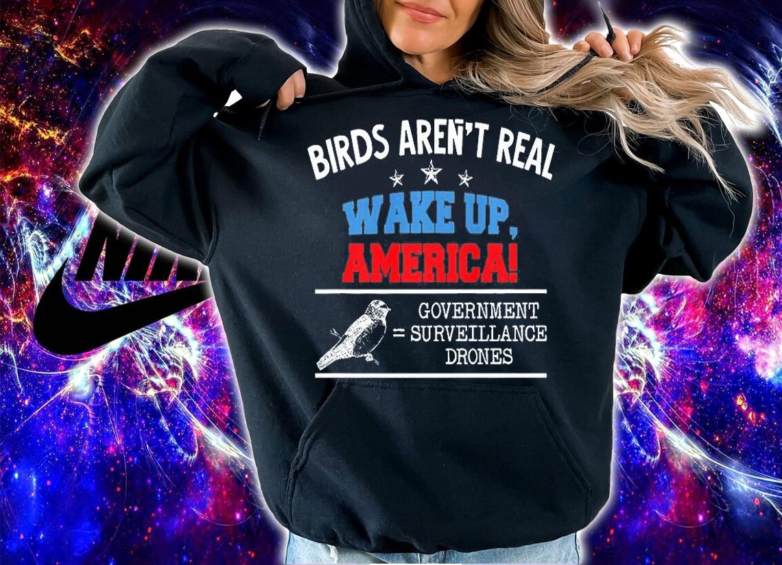 Birds Are Not Real Conspiracy Theory Drones Spies Funny Bird T-Shirt t-shirt