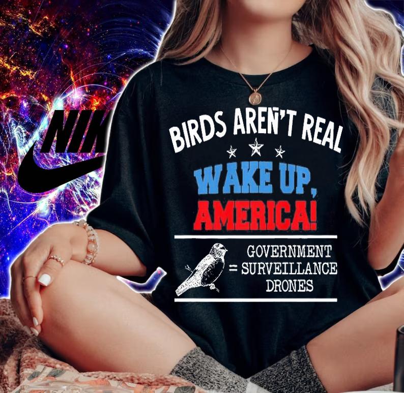 Birds Are Not Real Conspiracy Theory Drones Spies Funny Bird T-Shirt t-shirt
