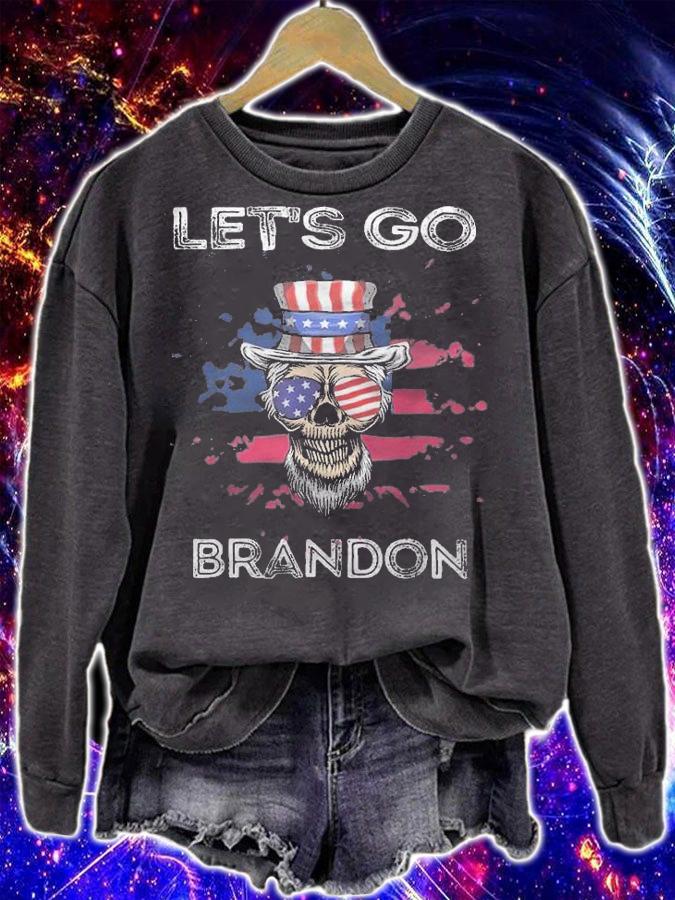 Let's Go Brandon Skull Sunglasses USA Flag T-Shirt t-shirt sweatshirt