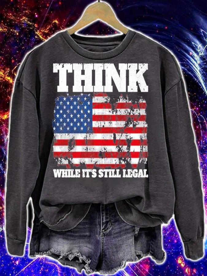 Nice Vintage American Flag Think While It's Still Legal T-Shirt t-shirt