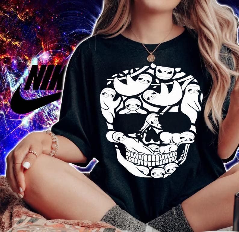 Sloths Skull Halloween T-shirt t-shirt woman shirt