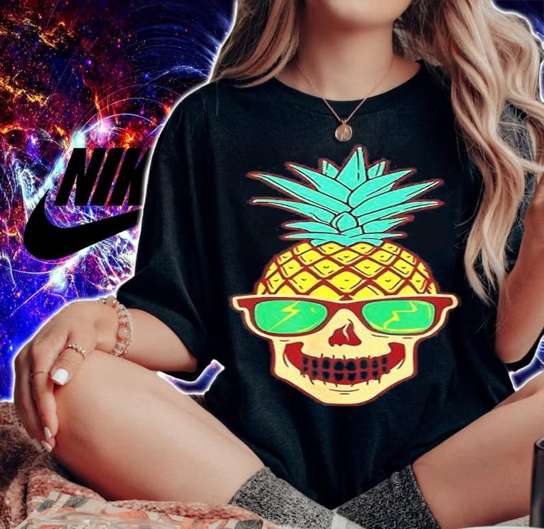 Pineapple Skeleton Skull T-Shirt t-shirt woman shirt