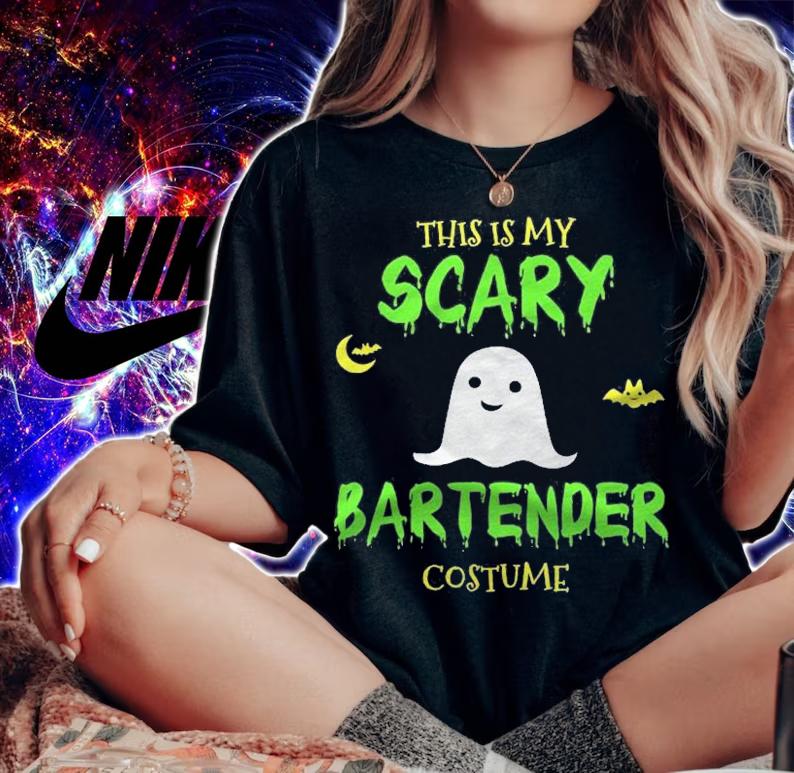 Scary Bartender Costume Halloween Lazy Easy Shirt t-shirt