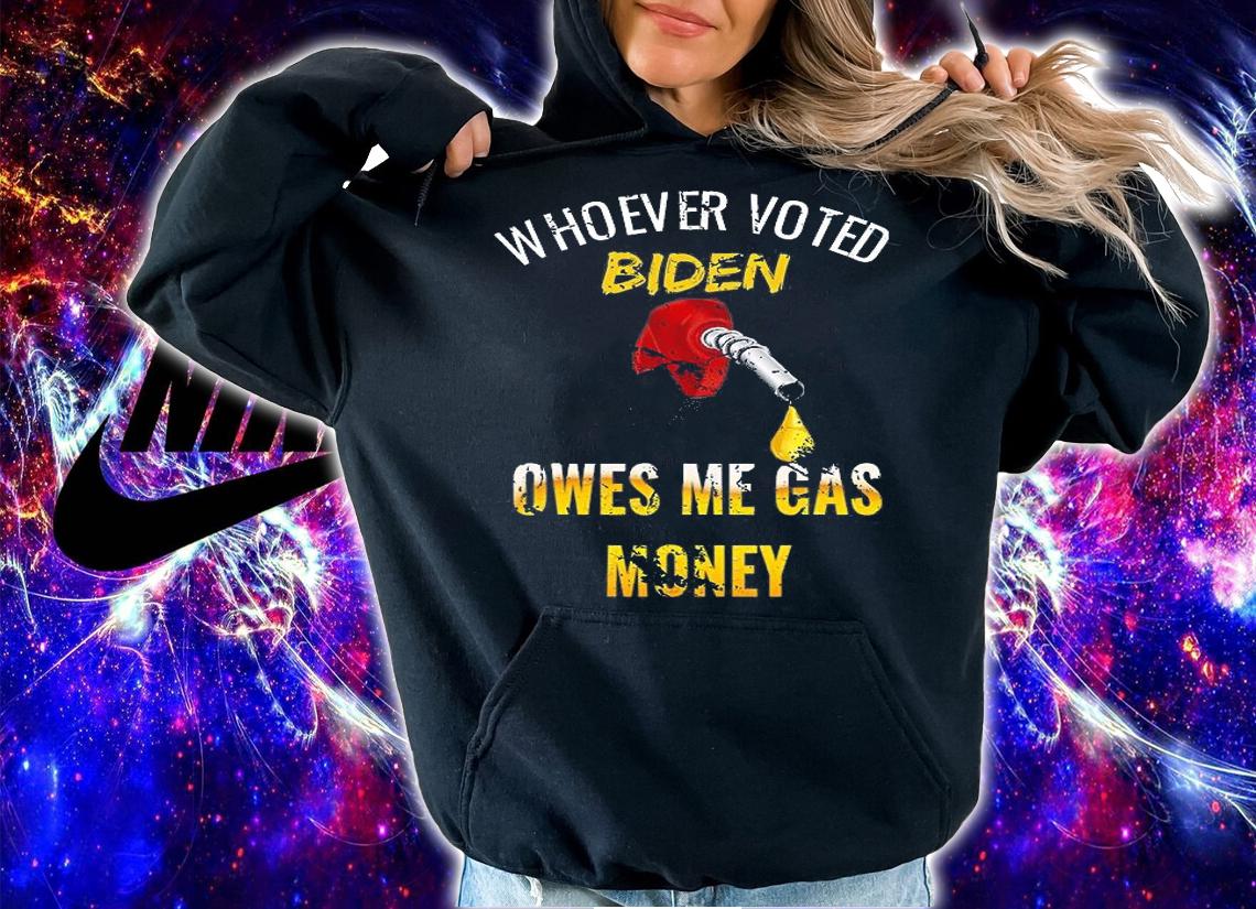 Whoever Voted Biden Owes Me Gas Money America Truck Design Funny T-Shirt t-shirt