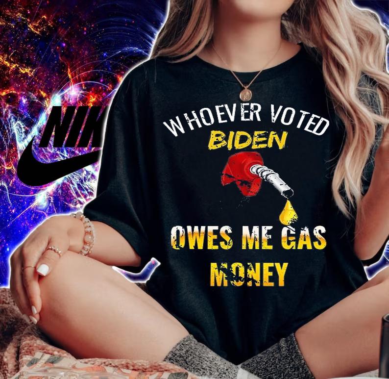 Whoever Voted Biden Owes Me Gas Money America Truck Design Funny T-Shirt t-shirt