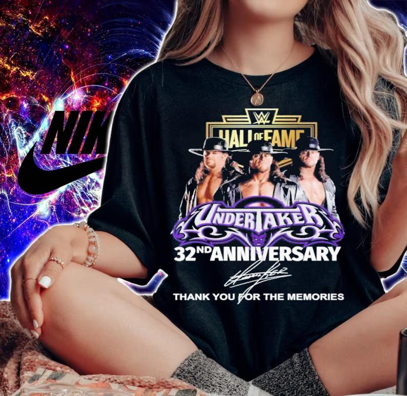 Hall Of Fame Undertaker 32nd Anniversary Signatures Thank You For The Memories Shirt t-shirt woman shirt