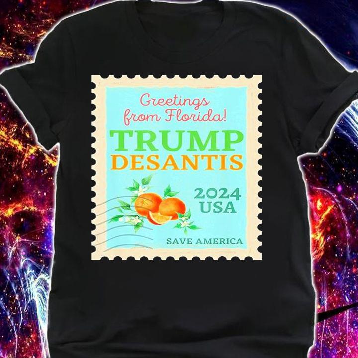 Trump DeSantis 2024 Save America Retro Florida Postage Stamp T-Shirt t-shirt shirt