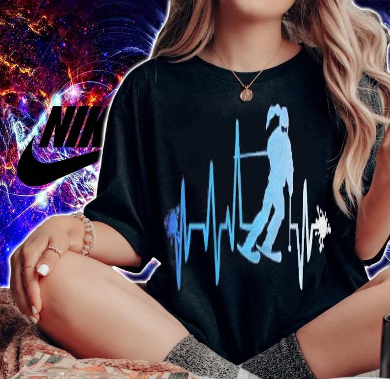 Ski Girl Heart Beat Funny Skiing Skier Winter Gift T-shirt t-shirt woman shirt