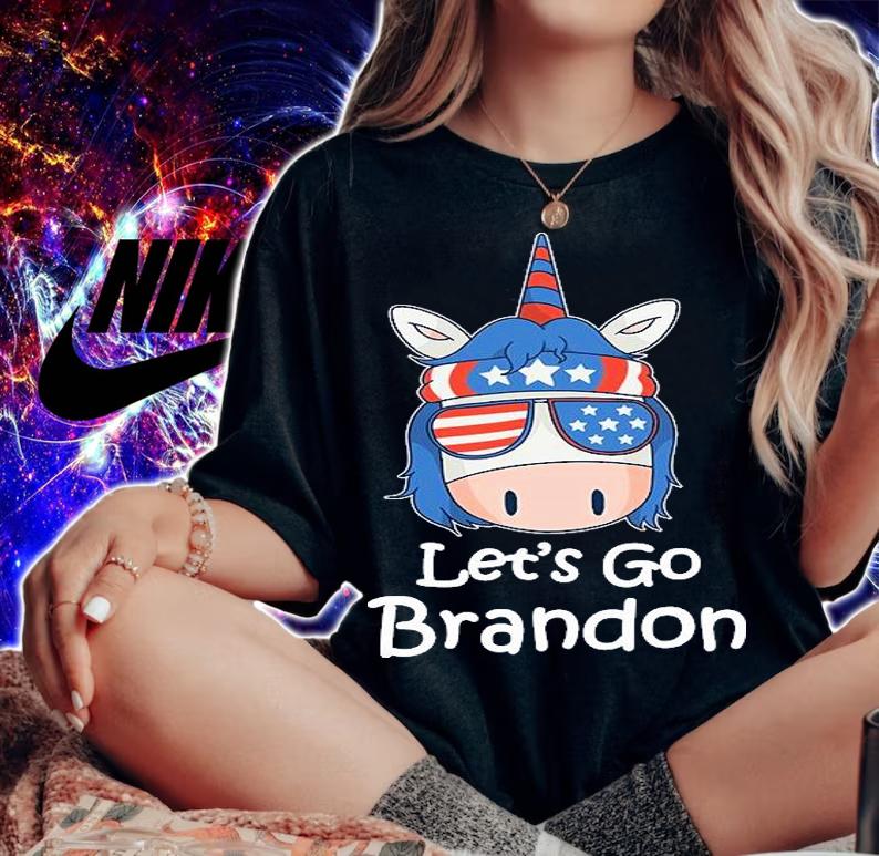 Let's Go Brandon Unicorn Conservative US Flag Funny 46 T-Shirt t-shirt