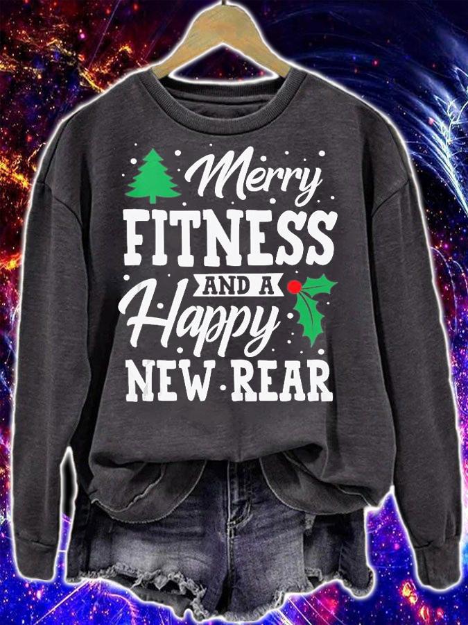 Merry Fitness And A Happy New Rear Workout Christmas Gift T-Shirt t-shirt sweatshirt