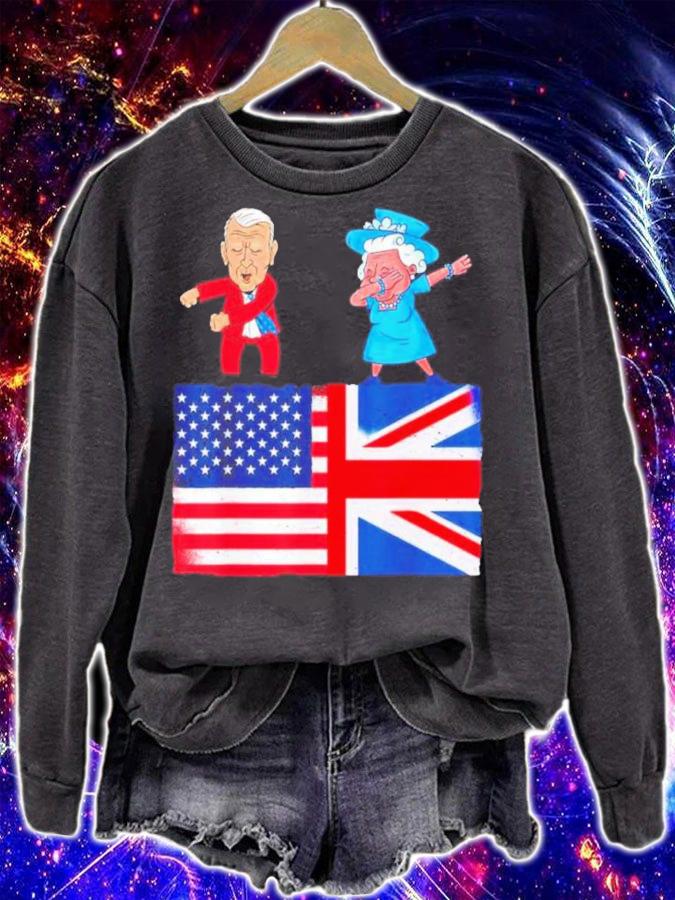 Queen II Dabbing Elizabeth British Flag And Joe Biden Flossing Shirt t-shirt sweatshirt