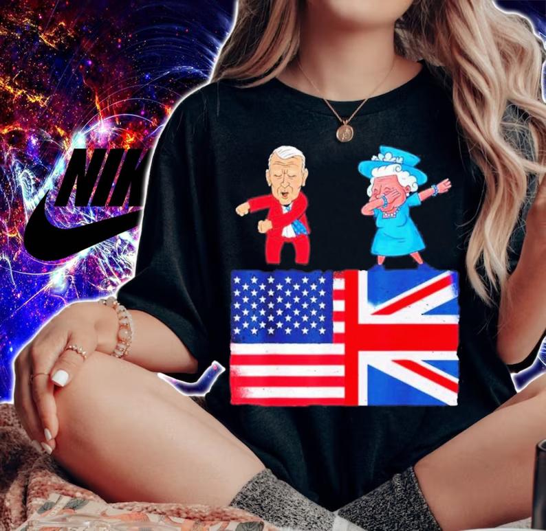 Queen II Dabbing Elizabeth British Flag And Joe Biden Flossing Shirt t-shirt woman shirt