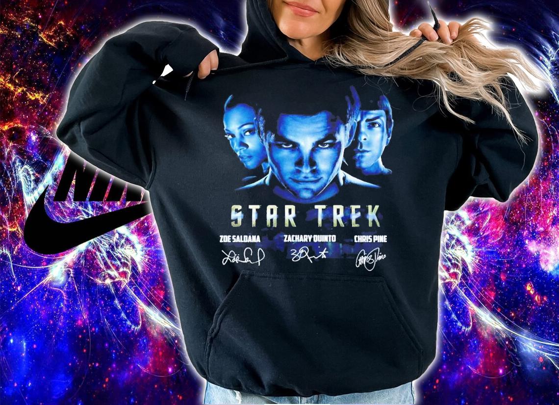 Star Trek Zoe Saldana Zachary Quinto And Chris Pine Signatures Shirt t-shirt hoodie