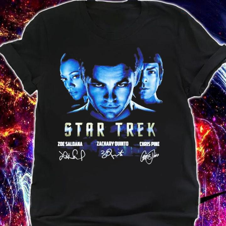 Star Trek Zoe Saldana Zachary Quinto And Chris Pine Signatures Shirt t-shirt shirt