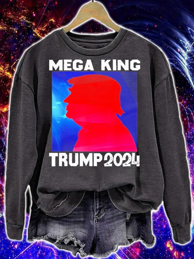 Mega King USA Flag Proud Ultra Maga Trump 2024 Anti Biden T-Shirt t-shirt sweatshirt