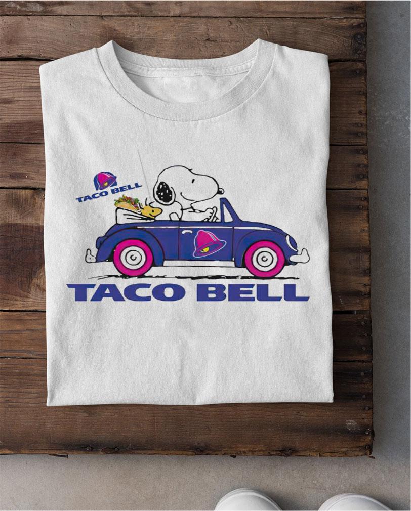 Snoopy And Woodstock Driving Car Taco Bell Flag t-shirt shirt