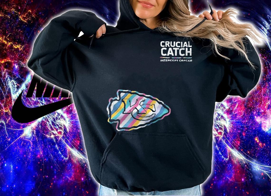 Kansas City Chiefs football team crucial catch intercept cancer T-shirt hoodie
