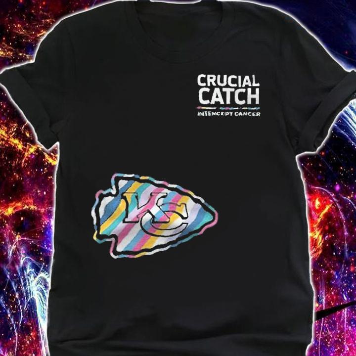 Kansas City Chiefs football team crucial catch intercept cancer T-shirt shirt
