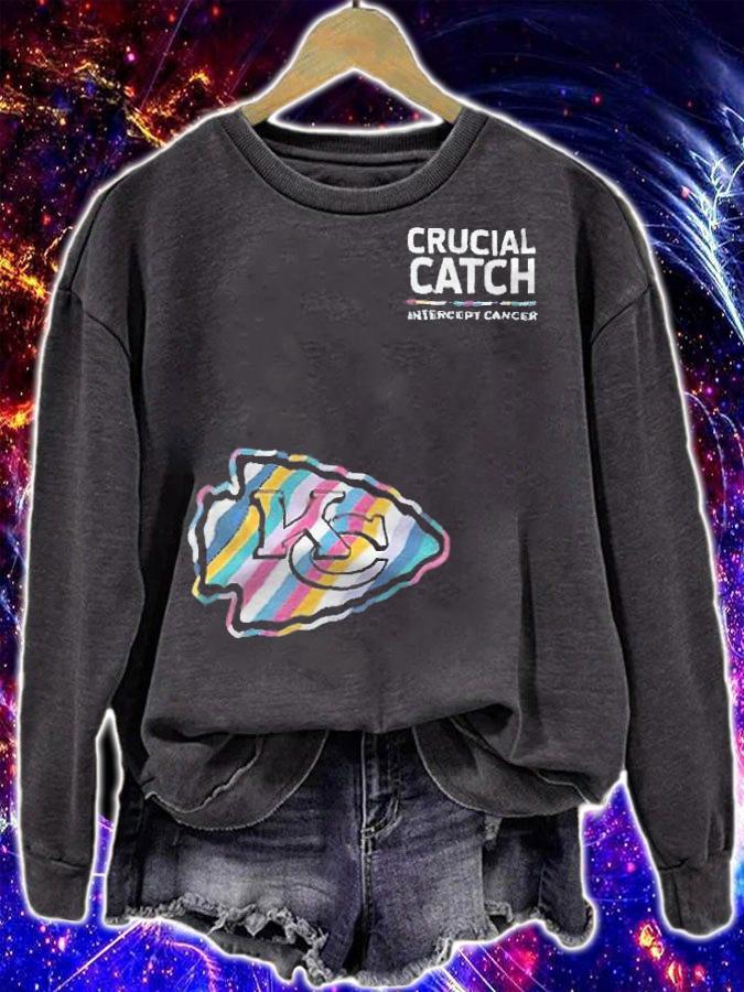 Kansas City Chiefs football team crucial catch intercept cancer T-shirt sweatshirt
