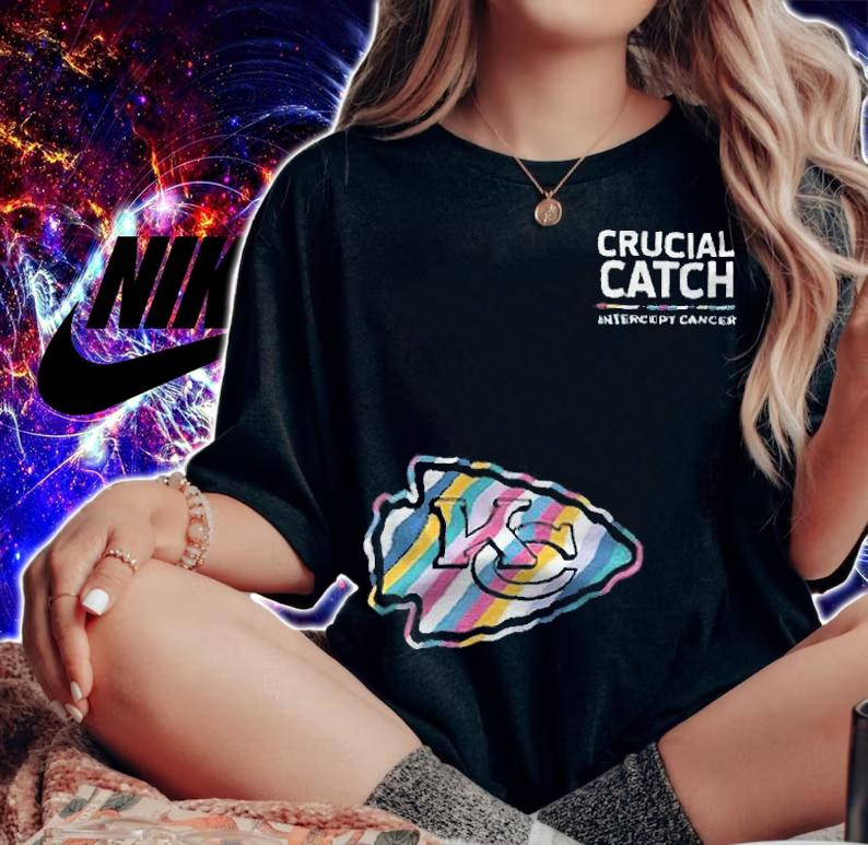 Kansas City Chiefs football team crucial catch intercept cancer T-shirt woman shirt