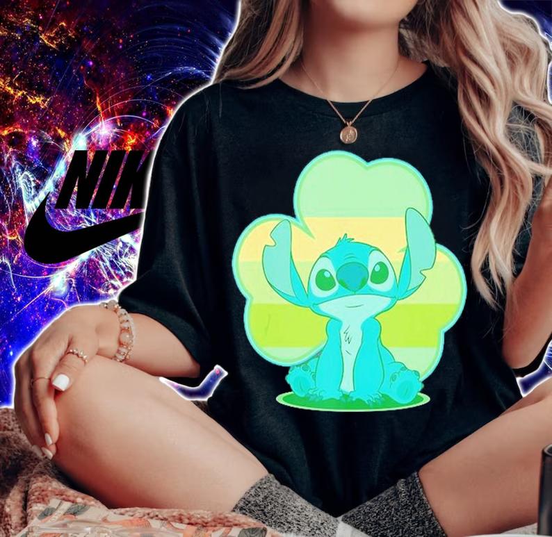 Lilo And Stitch St. Patricks Day Stitch Clover T-Shirt woman shirt